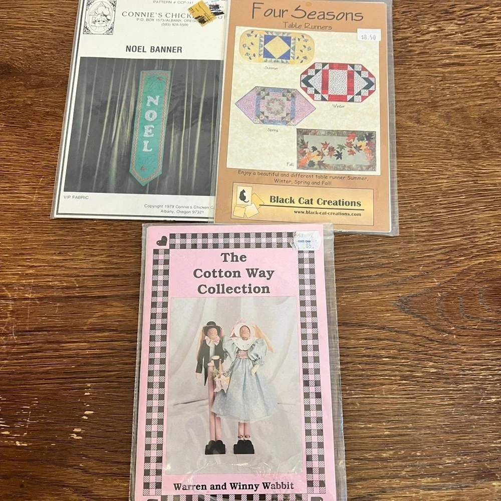 Lot of 3 Vintage Sewing Patterns – Noel Banner, Four Seasons Table Runners